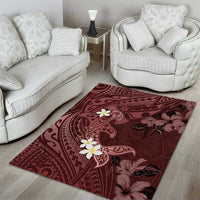Polynesia Hammerhead Shark Area Rug Tropical Flowers Tribal Pattern Oxblood LT05 - Polynesian Pride