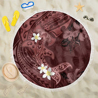 Polynesia Hammerhead Shark Beach Blanket Tropical Flowers Tribal Pattern Oxblood LT05 One Size 150cm Oxblood - Polynesian Pride