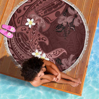 Polynesia Hammerhead Shark Beach Blanket Tropical Flowers Tribal Pattern Oxblood LT05 - Polynesian Pride