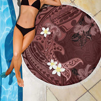 Polynesia Hammerhead Shark Beach Blanket Tropical Flowers Tribal Pattern Oxblood LT05 - Polynesian Pride
