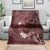 Polynesia Hammerhead Shark Blanket Tropical Flowers Tribal Pattern Oxblood