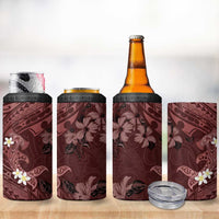 Polynesia Hammerhead Shark 4 in 1 Can Cooler Tumbler Tropical Flowers Tribal Pattern Oxblood LT05 - Polynesian Pride