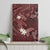 Polynesia Hammerhead Shark Canvas Wall Art Tropical Flowers Tribal Pattern Oxblood