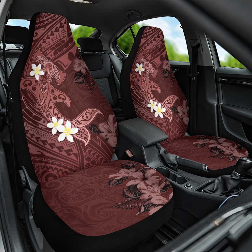Polynesia Hammerhead Shark Car Seat Cover Tropical Flowers Tribal Pattern Oxblood LT05 One Size Oxblood - Polynesian Pride