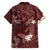 Polynesia Hammerhead Shark Family Matching Long Sleeve Bodycon Dress and Hawaiian Shirt Tropical Flowers Tribal Pattern Oxblood