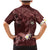 Polynesia Hammerhead Shark Family Matching Mermaid Dress and Hawaiian Shirt Tropical Flowers Tribal Pattern Oxblood