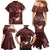 Polynesia Hammerhead Shark Family Matching Mermaid Dress and Hawaiian Shirt Tropical Flowers Tribal Pattern Oxblood