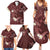 Polynesia Hammerhead Shark Family Matching Summer Maxi Dress and Hawaiian Shirt Tropical Flowers Tribal Pattern Oxblood