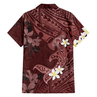 Polynesia Hammerhead Shark Hawaiian Shirt Tropical Flowers Tribal Pattern Oxblood LT05 - Polynesian Pride