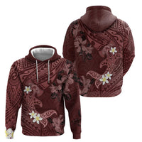 Polynesia Hammerhead Shark Hoodie Tropical Flowers Tribal Pattern Oxblood LT05 - Polynesian Pride