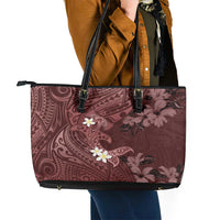 Polynesia Hammerhead Shark Leather Tote Bag Tropical Flowers Tribal Pattern Oxblood LT05 - Polynesian Pride