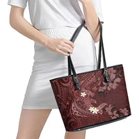 Polynesia Hammerhead Shark Leather Tote Bag Tropical Flowers Tribal Pattern Oxblood LT05 - Polynesian Pride