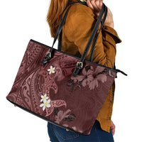 Polynesia Hammerhead Shark Leather Tote Bag Tropical Flowers Tribal Pattern Oxblood LT05 - Polynesian Pride