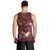 Polynesia Hammerhead Shark Men Tank Top Tropical Flowers Tribal Pattern Oxblood