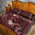 Polynesia Hammerhead Shark Quilt Bed Set Tropical Flowers Tribal Pattern Oxblood