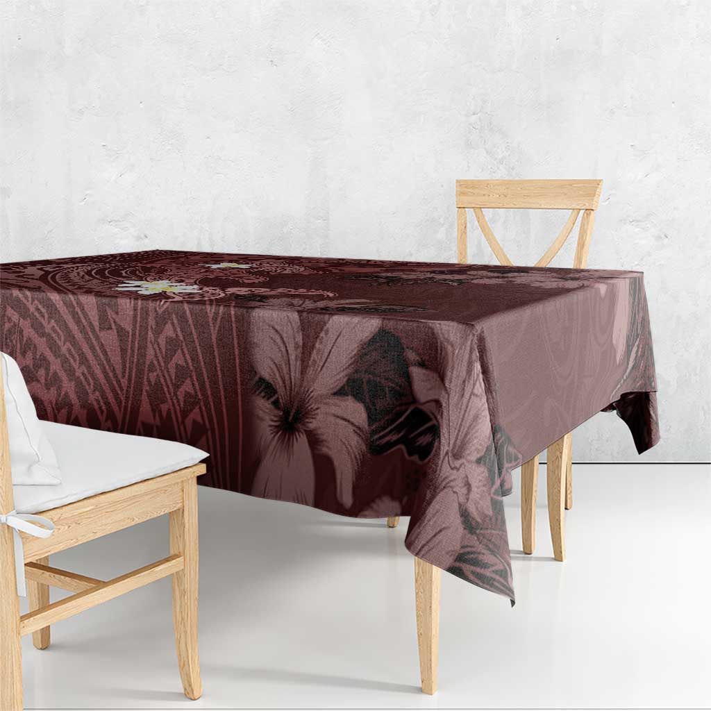 Polynesia Hammerhead Shark Tablecloth Tropical Flowers Tribal Pattern Oxblood LT05 - Polynesian Pride