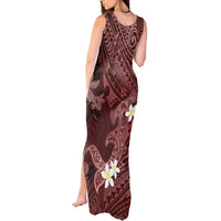 Polynesia Hammerhead Shark Tank Maxi Dress Tropical Flowers Tribal Pattern Oxblood LT05 - Polynesian Pride