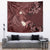 Polynesia Hammerhead Shark Tapestry Tropical Flowers Tribal Pattern Oxblood