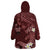 Polynesia Hammerhead Shark Wearable Blanket Hoodie Tropical Flowers Tribal Pattern Oxblood