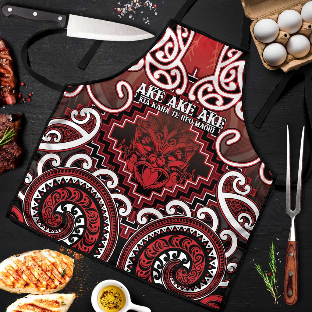New Zealand Aotearoa Apron Te Reo Maori Ake Ake Ake LT05 Red - Polynesian Pride
