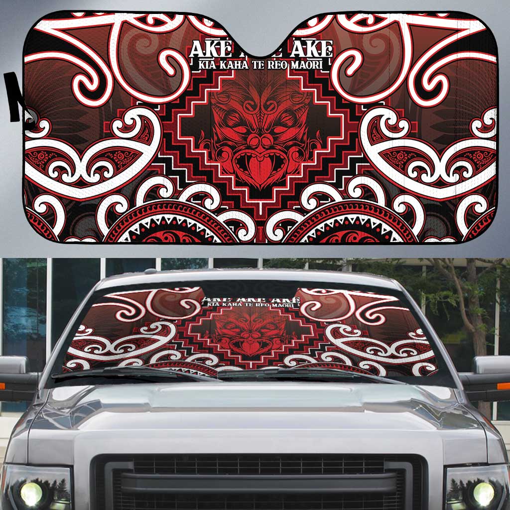 New Zealand Aotearoa Auto Sun Shade Te Reo Maori Ake Ake Ake LT05 Red - Polynesian Pride