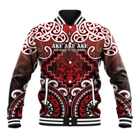 Personalised New Zealand Aotearoa Baseball Jacket Te Reo Maori Ake Ake Ake LT05 Unisex Red - Polynesian Pride