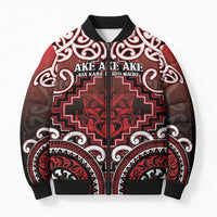 Personalised New Zealand Aotearoa Bomber Puffer Jacket Te Reo Maori Ake Ake Ake LT05 Unisex Red - Polynesian Pride