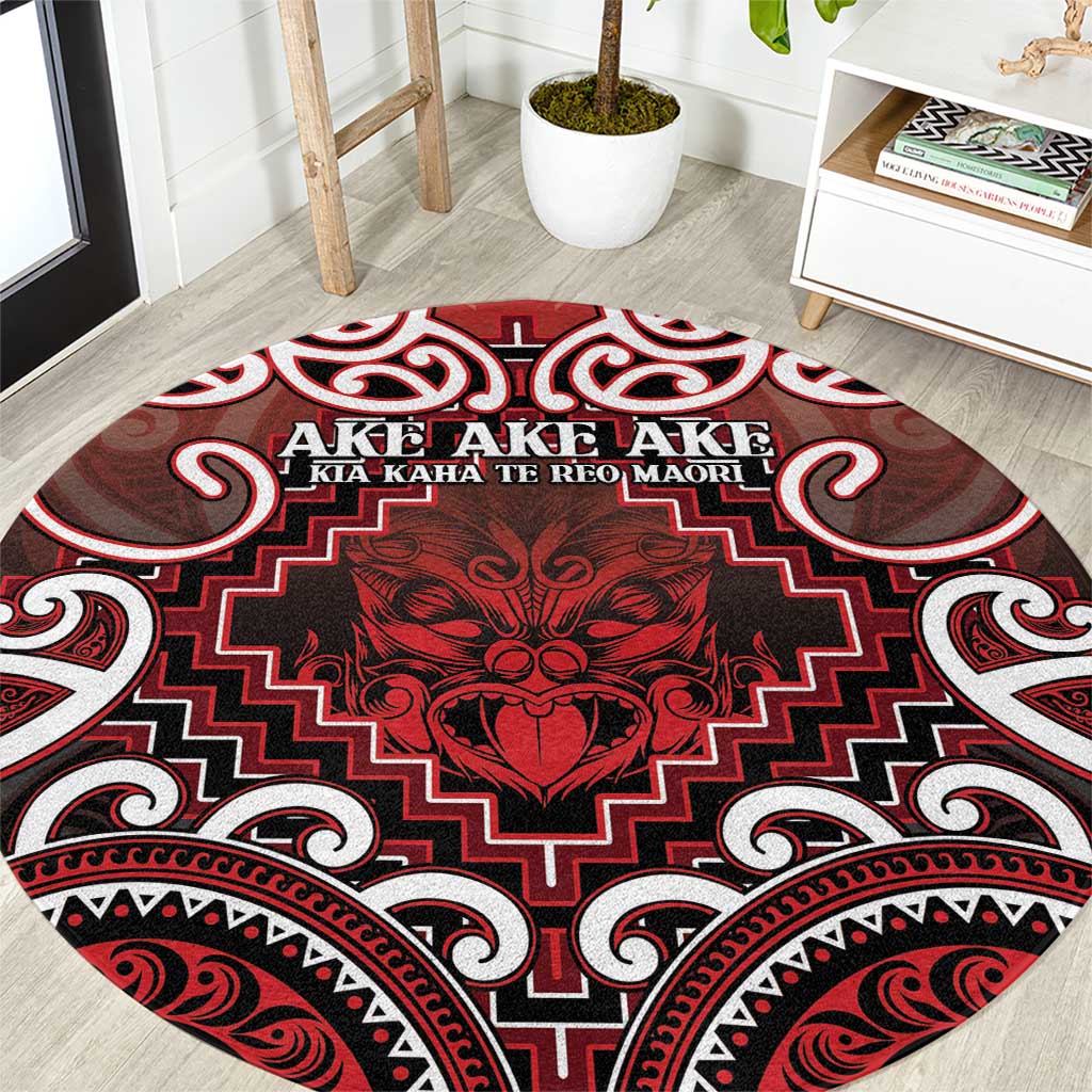 New Zealand Aotearoa Round Carpet Te Reo Maori Ake Ake Ake LT05 Red - Polynesian Pride