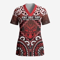 Personalised New Zealand Aotearoa Scrub Top Te Reo Maori Ake Ake Ake LT05 Adult Red - Polynesian Pride