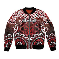 Personalised New Zealand Aotearoa Sleeve Zip Bomber Jacket Te Reo Maori Ake Ake Ake LT05 Unisex Red - Polynesian Pride