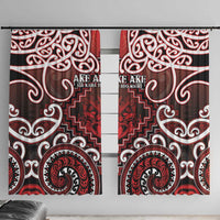 New Zealand Aotearoa Window Curtain Te Reo Maori Ake Ake Ake LT05 With Hooks Red - Polynesian Pride