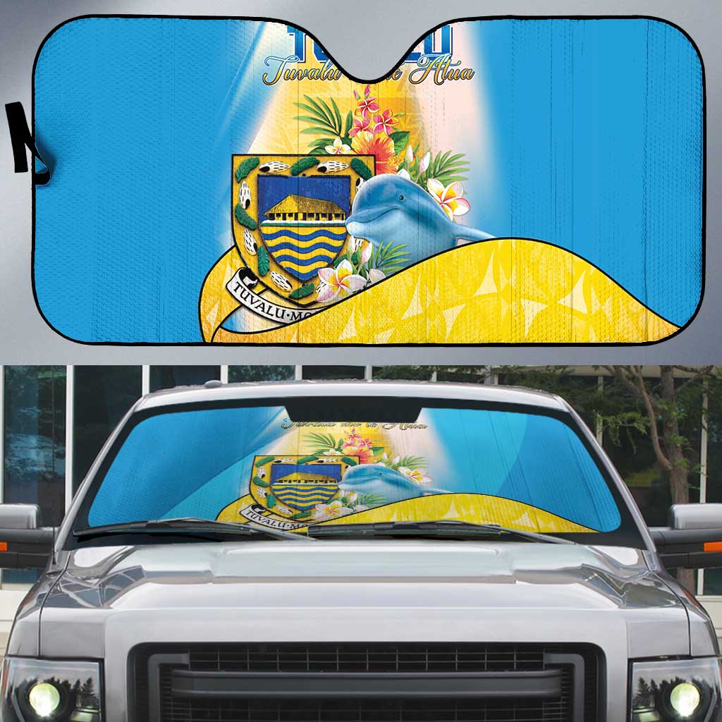 Tuvalu Independence Day Auto Sun Shade Tuvalu Mo Te Atua LT05 Yellow - Polynesian Pride