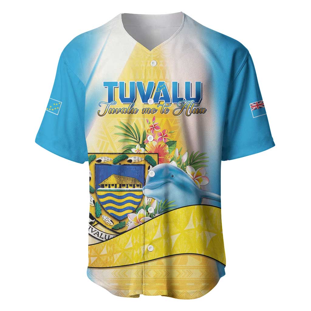 Personalised Tuvalu Independence Day Baseball Jersey Tuvalu Mo Te Atua LT05 Yellow - Polynesian Pride
