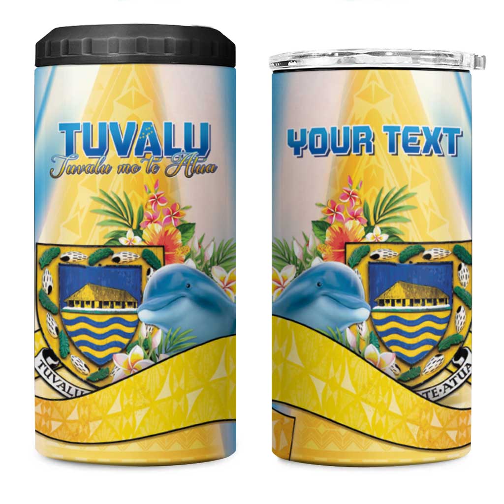 Personalised Tuvalu Independence Day 4 in 1 Can Cooler Tumbler Tuvalu Mo Te Atua LT05 One Size: 16 oz Yellow - Polynesian Pride