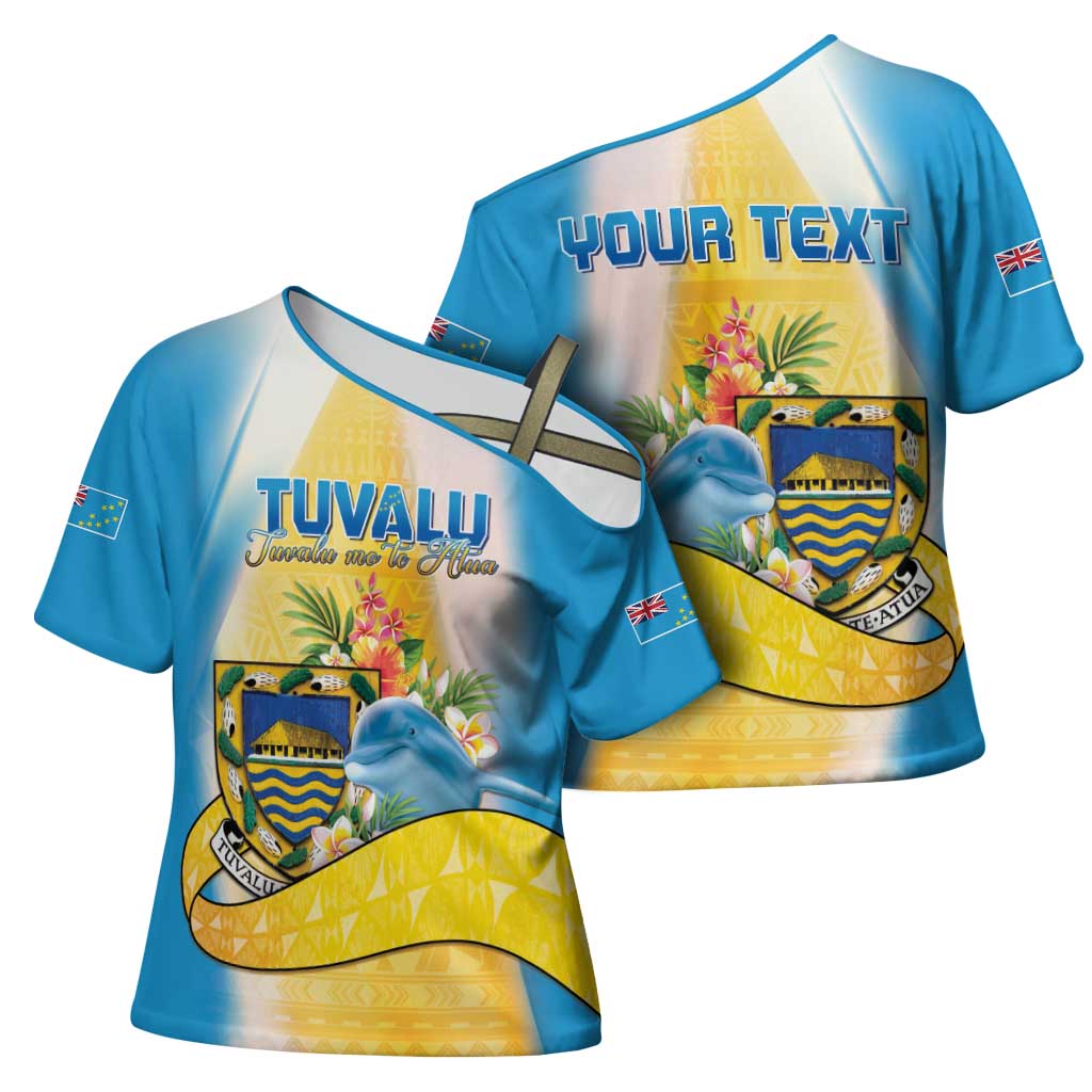Personalised Tuvalu Independence Day Cross Shoulder Shirt Tuvalu Mo Te Atua LT05 - Polynesian Pride