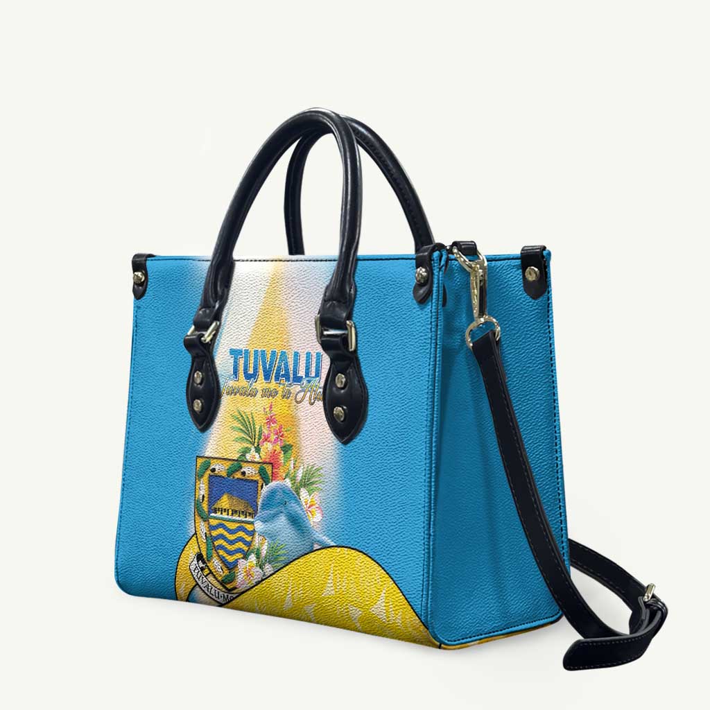 Tuvalu Independence Day Leather Bag Tuvalu Mo Te Atua LT05 Yellow - Polynesian Pride