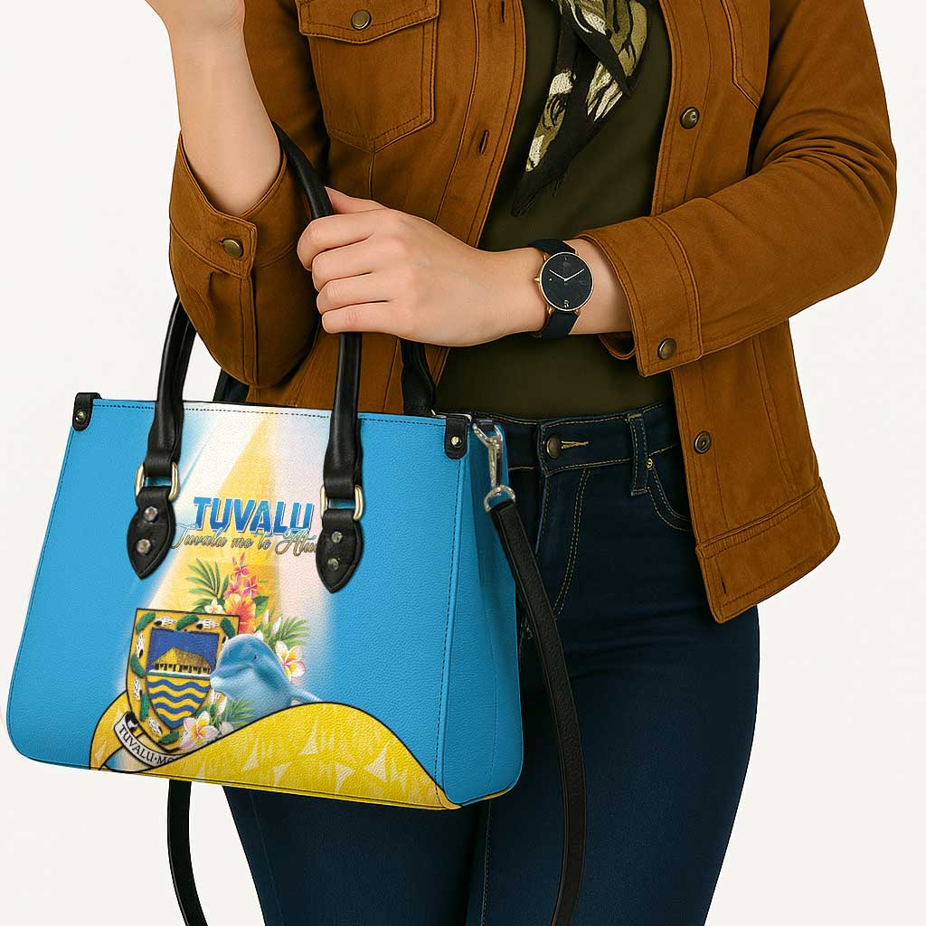 Tuvalu Independence Day Leather Bag Tuvalu Mo Te Atua LT05 - Polynesian Pride