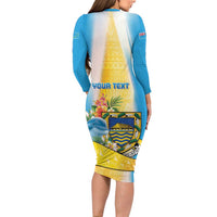 Personalised Tuvalu Independence Day Long Sleeve Bodycon Dress Tuvalu Mo Te Atua LT05 - Polynesian Pride