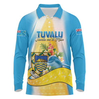 Personalised Tuvalu Independence Day Long Sleeve Polo Shirt Tuvalu Mo Te Atua LT05 Yellow - Polynesian Pride
