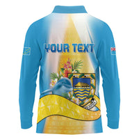 Personalised Tuvalu Independence Day Long Sleeve Polo Shirt Tuvalu Mo Te Atua LT05 - Polynesian Pride