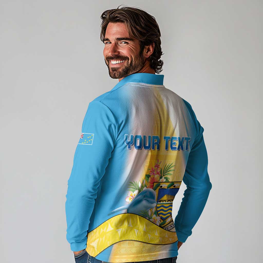 Personalised Tuvalu Independence Day Long Sleeve Polo Shirt Tuvalu Mo Te Atua LT05 - Polynesian Pride