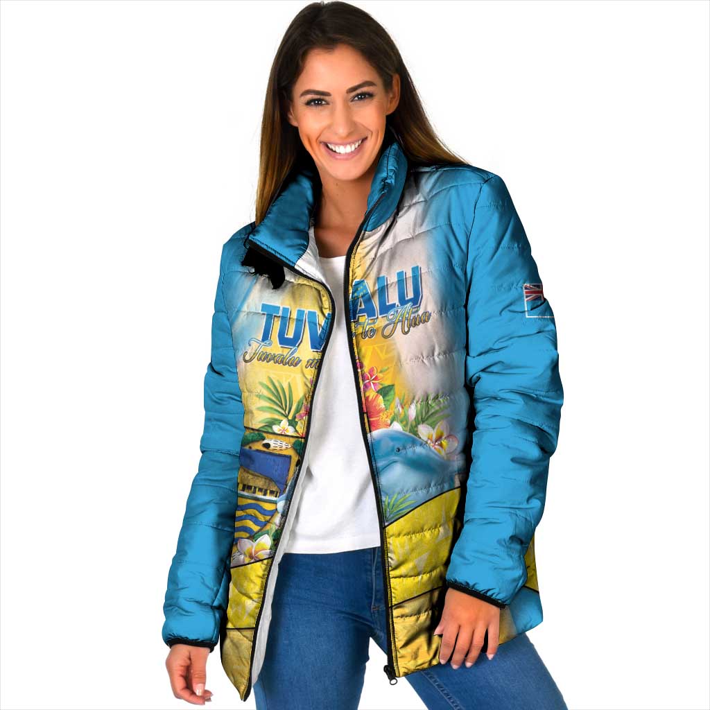 Personalised Tuvalu Independence Day Padded Jacket Tuvalu Mo Te Atua LT05 Women Yellow - Polynesian Pride
