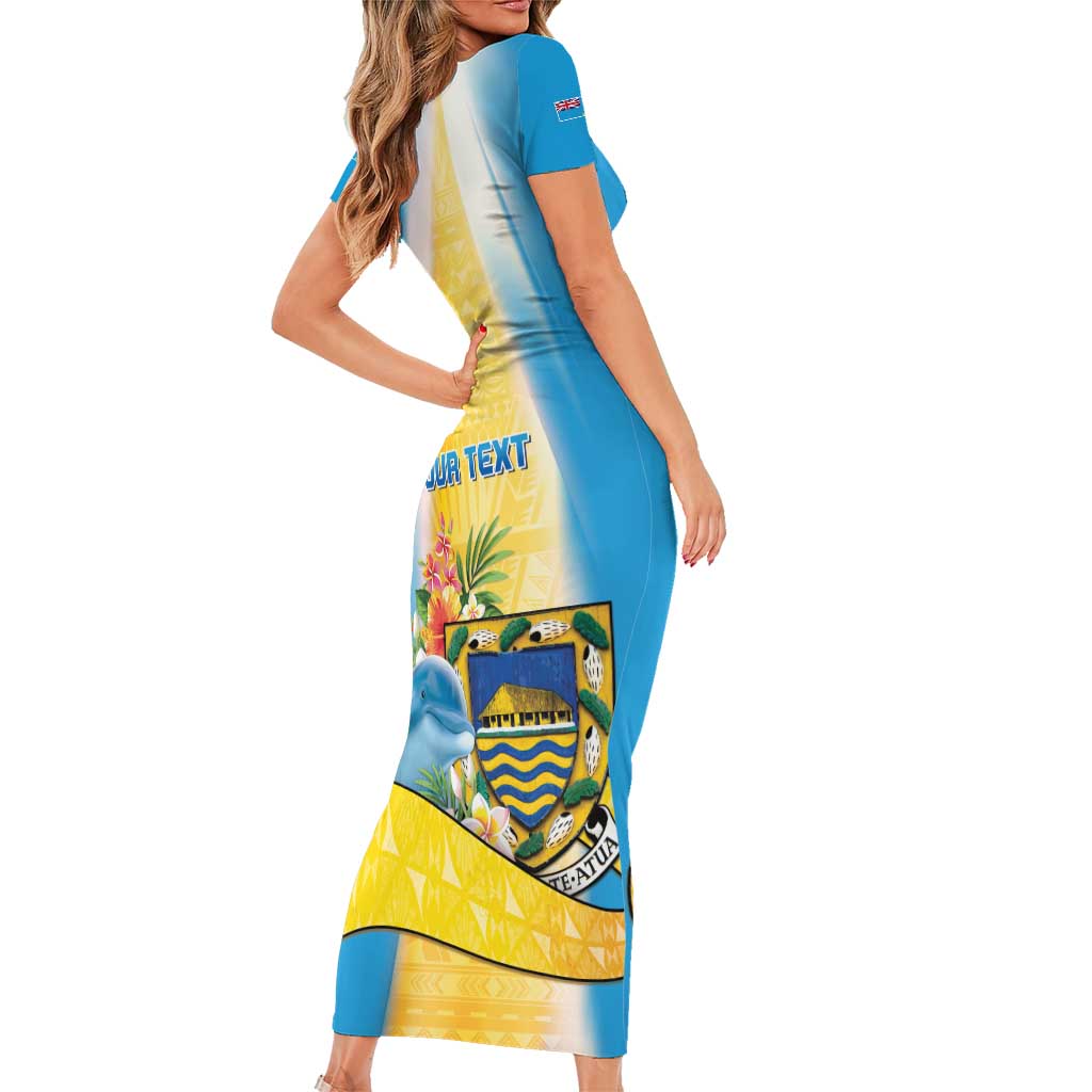 Personalised Tuvalu Independence Day Short Sleeve Bodycon Dress Tuvalu Mo Te Atua LT05 - Polynesian Pride