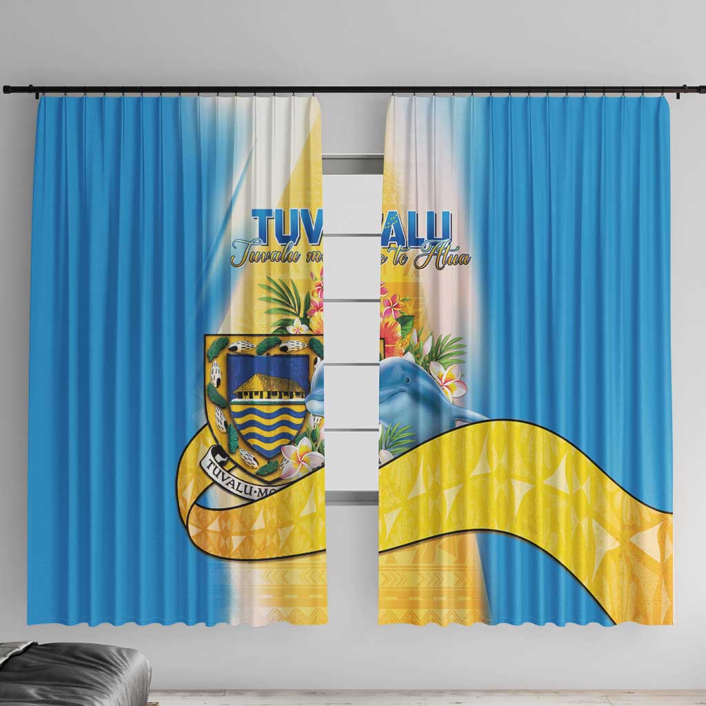 Tuvalu Independence Day Window Curtain Tuvalu Mo Te Atua LT05 With Hooks Yellow - Polynesian Pride