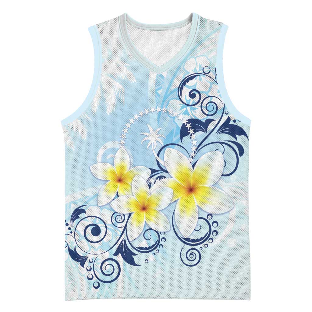 FSM Chuuk Constitution Day Basketball Jersey Polynesian Curves Plumeria LT05 Unisex Blue - Polynesian Pride