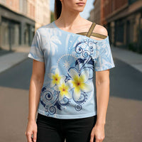 FSM Chuuk Constitution Day Cross Shoulder Shirt Polynesian Curves Plumeria LT05 - Polynesian Pride
