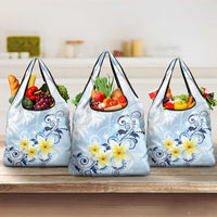 FSM Chuuk Constitution Day Grocery Bag Polynesian Curves Plumeria LT05 3-pack One Size Blue - Polynesian Pride