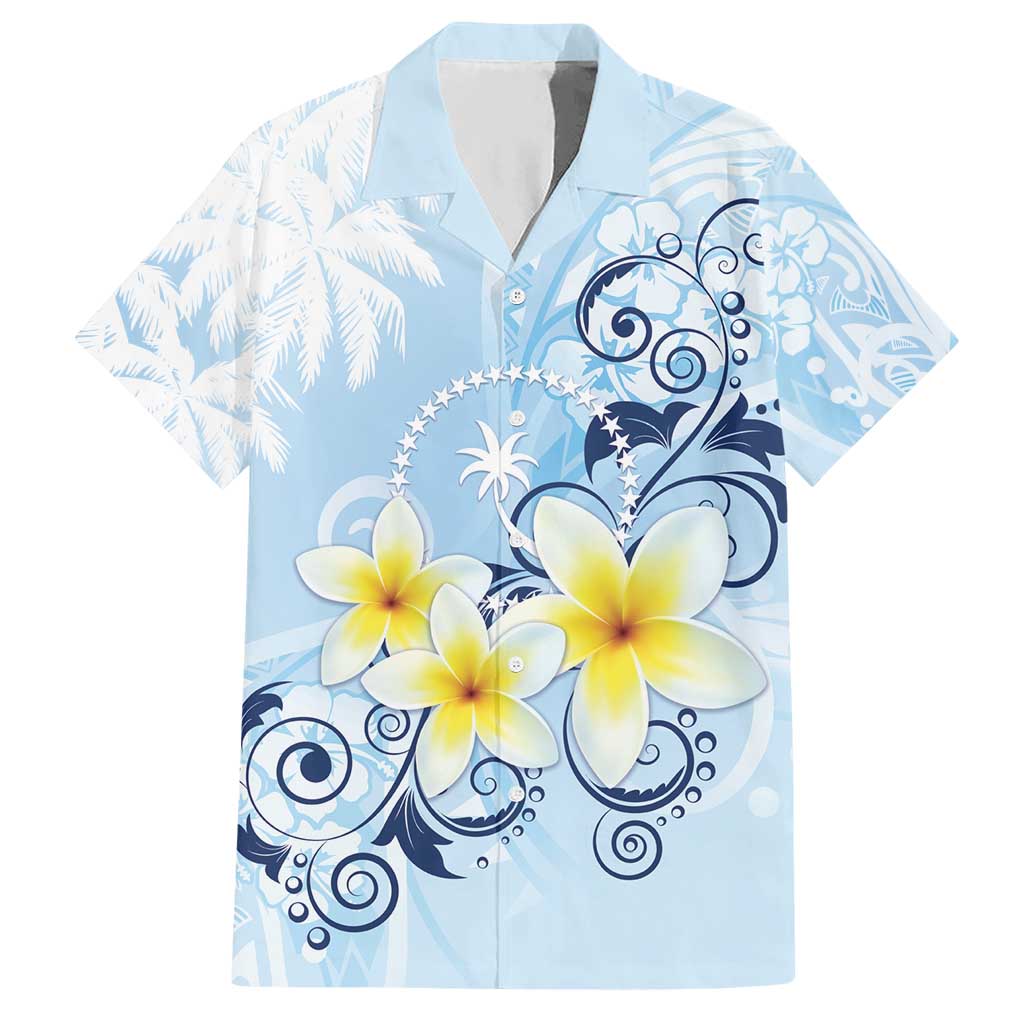 FSM Chuuk Constitution Day Hawaiian Shirt Polynesian Curves Plumeria LT05 Blue - Polynesian Pride