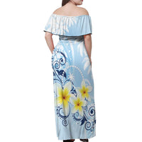 FSM Chuuk Constitution Day Off Shoulder Maxi Dress Polynesian Curves Plumeria LT05 - Polynesian Pride