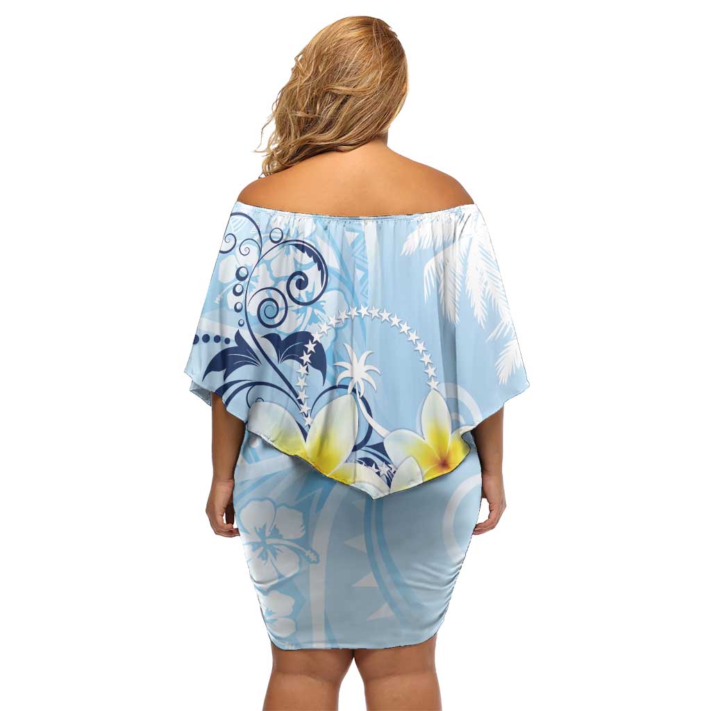 FSM Chuuk Constitution Day Off Shoulder Short Dress Polynesian Curves Plumeria LT05 - Polynesian Pride